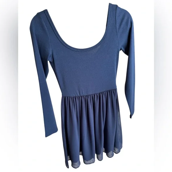 Gap Blue Long Sleeve Fit & Flare Mini Dress - Small Petite NWT - Picture 3 of 6